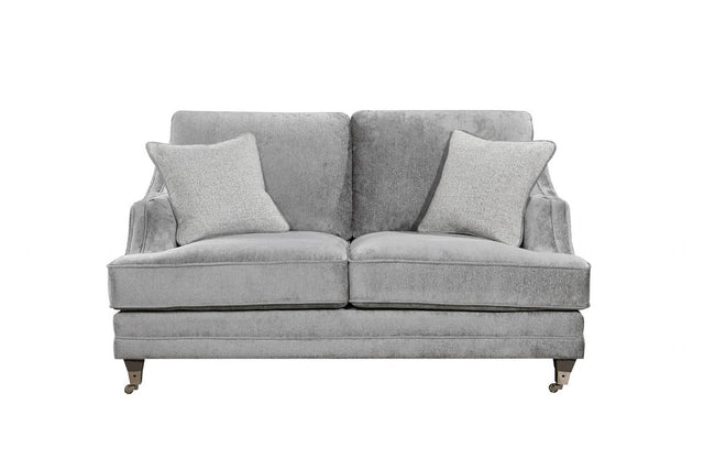 Silver Velvet Fabric 2 Seater Standard Back Sofa