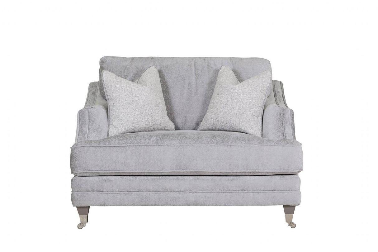 Silver Velvet Fabric 2 Seater Standard Back Snuggle Sofa