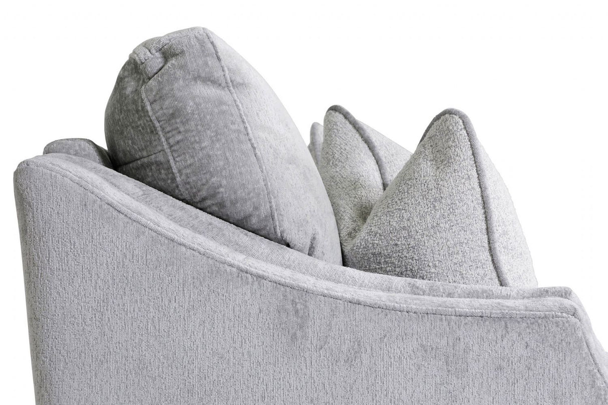 Silver Velvet Fabric 2 Seater Standard Back Snuggle Sofa