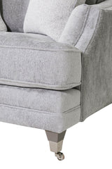 Silver Velvet Fabric 2 Seater Standard Back Snuggle Sofa