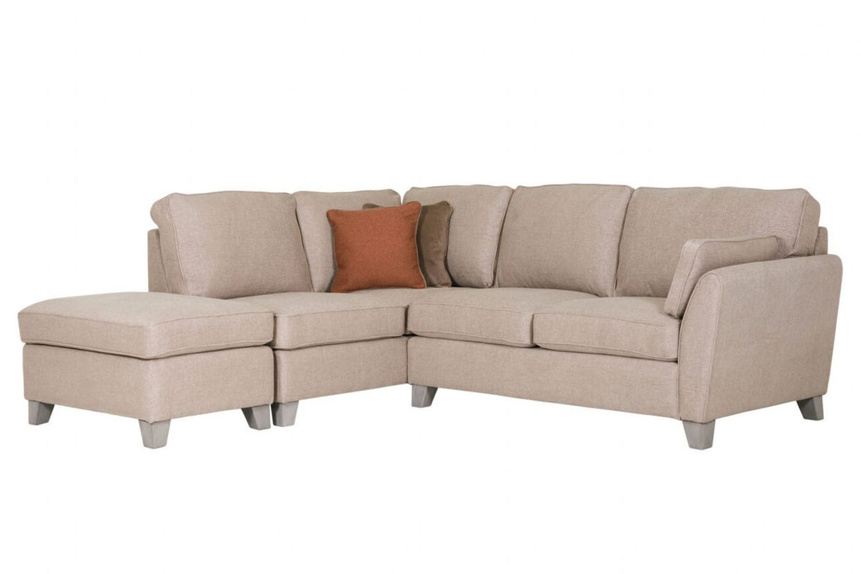 Biscuit Fabric LHF Corner Group Sofa L Shaped