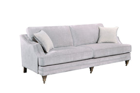 Silver Velvet Fabric 4 Seater Standard Back Sofa