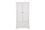 Tall Bone White 2 Door 1 Drawer Double Wardrobe