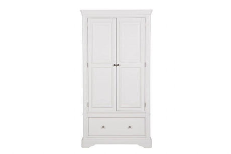 Tall Bone White 2 Door 1 Drawer Double Wardrobe