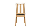 Wooden Slat Back Dining Chair with Grey Fabric Padded Seat