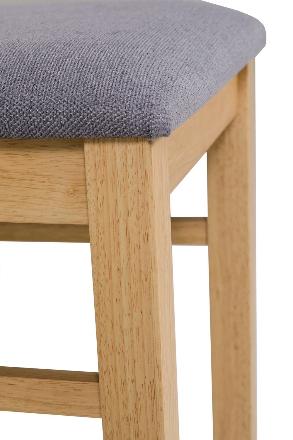 Wooden Slat Back Dining Chair with Grey Fabric Padded Seat