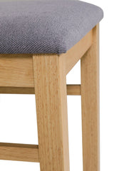 Wooden Slat Back Dining Chair with Grey Fabric Padded Seat