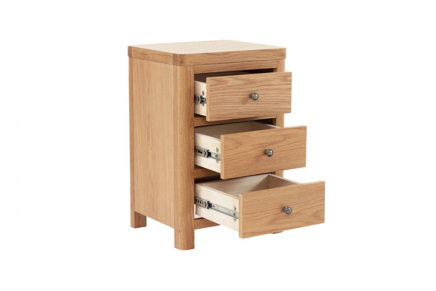 Natural Oak 3 Drawer Bedside Table