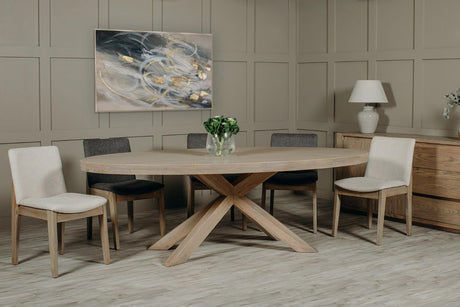 Smoked Oak Large Oval Dining Table 235cm