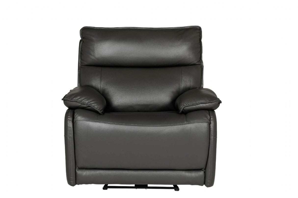 Dark Grey Leather Electric Power Recliner Armchair