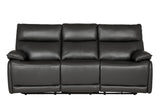 Dark Grey Leather 3 Seater Electric Recliner Sofa