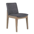 Dark Grey Woven Fabric Dining Chair with Oak Legs
