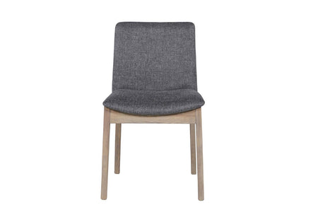Dark Grey Woven Fabric Dining Chair with Oak Legs