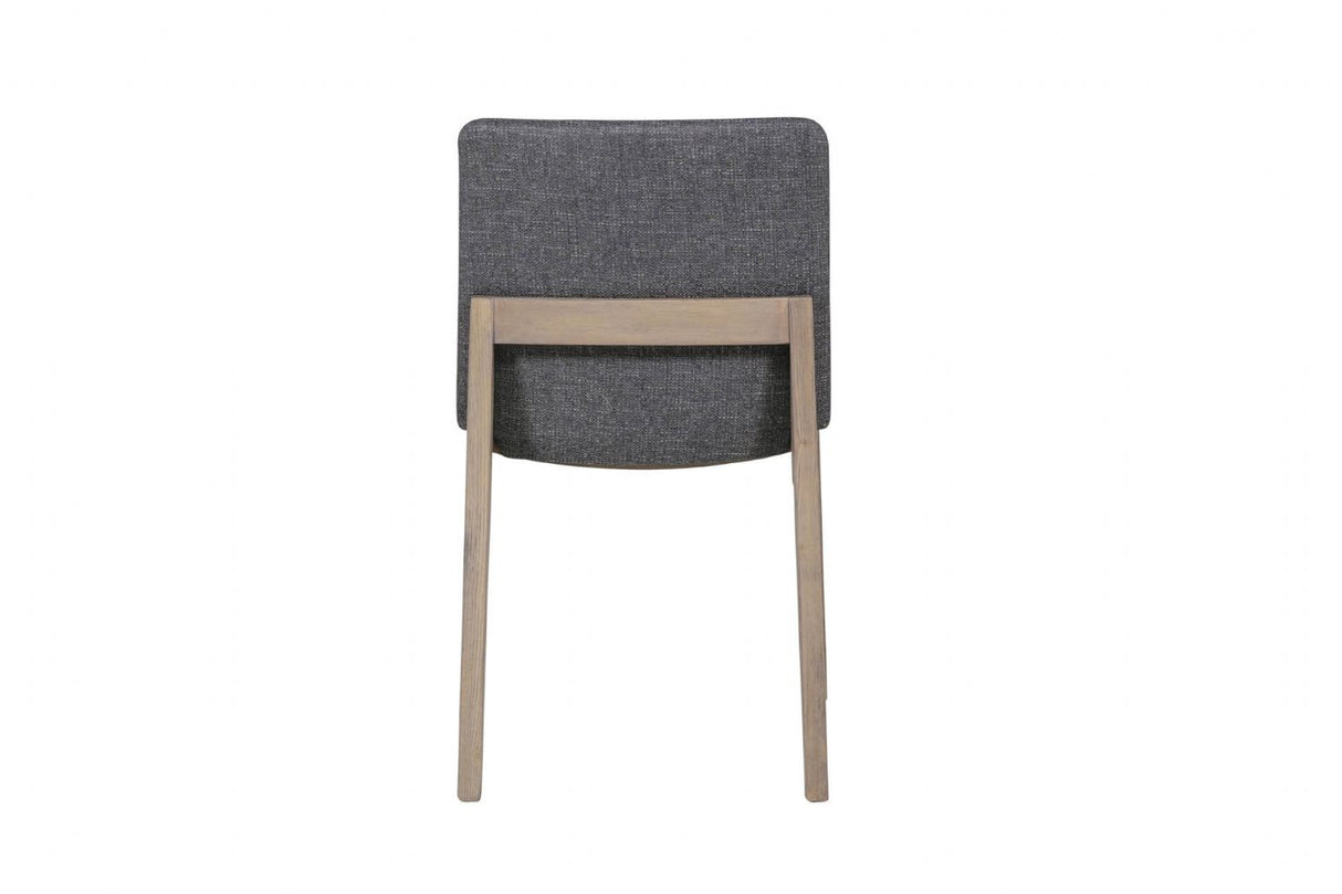 Dark Grey Woven Fabric Dining Chair with Oak Legs
