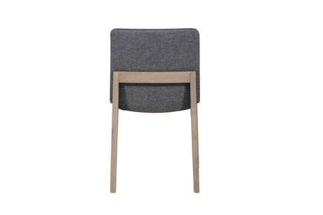 Dark Grey Woven Fabric Dining Chair with Oak Legs