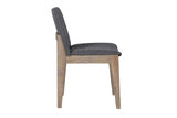 Dark Grey Woven Fabric Dining Chair with Oak Legs