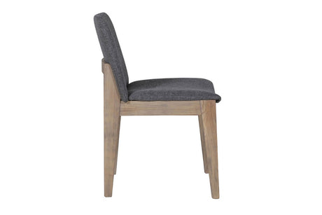 Dark Grey Woven Fabric Dining Chair with Oak Legs