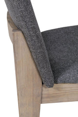 Dark Grey Woven Fabric Dining Chair with Oak Legs