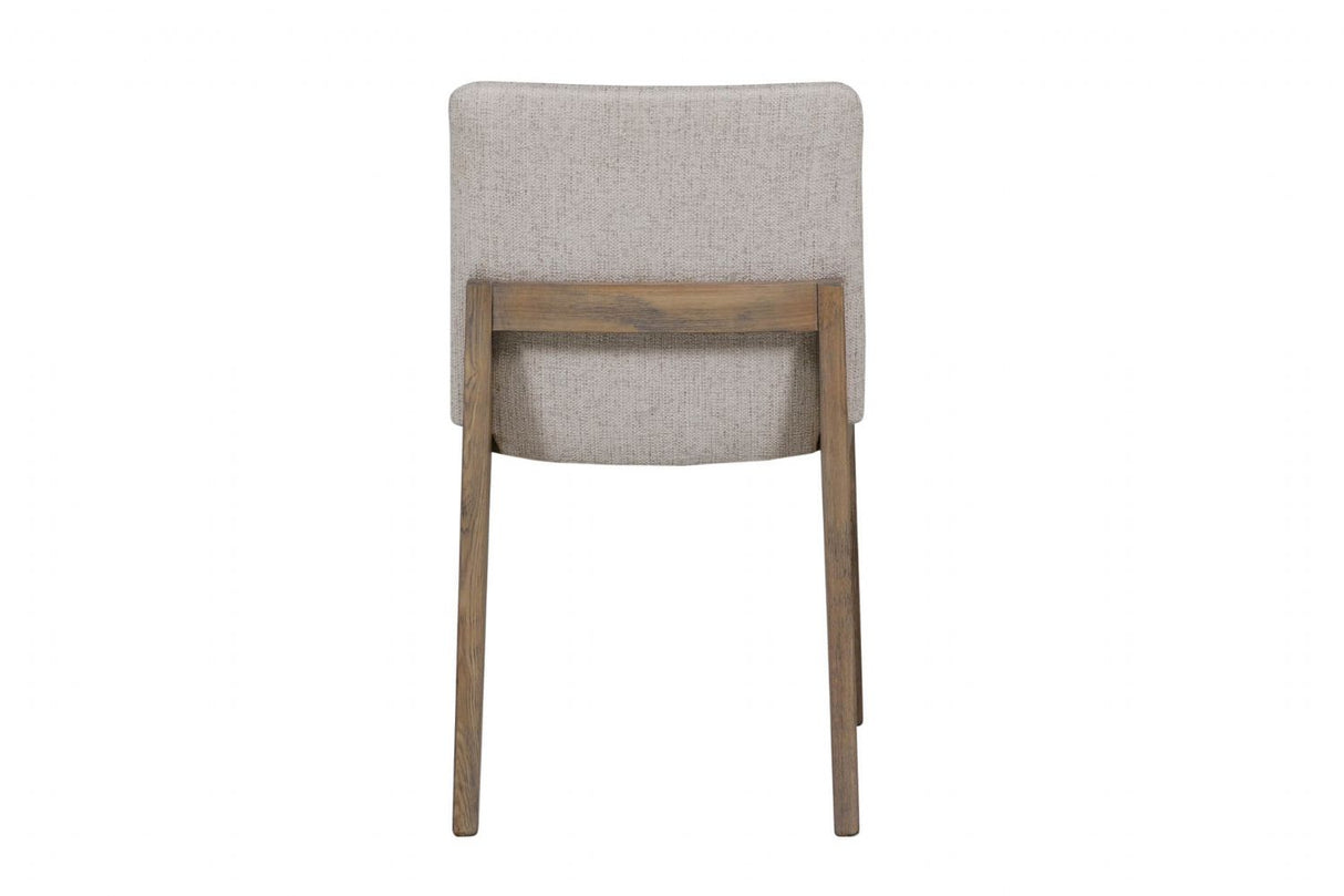 Natural Woven Fabric Dining Chair with Solid Oak Legs