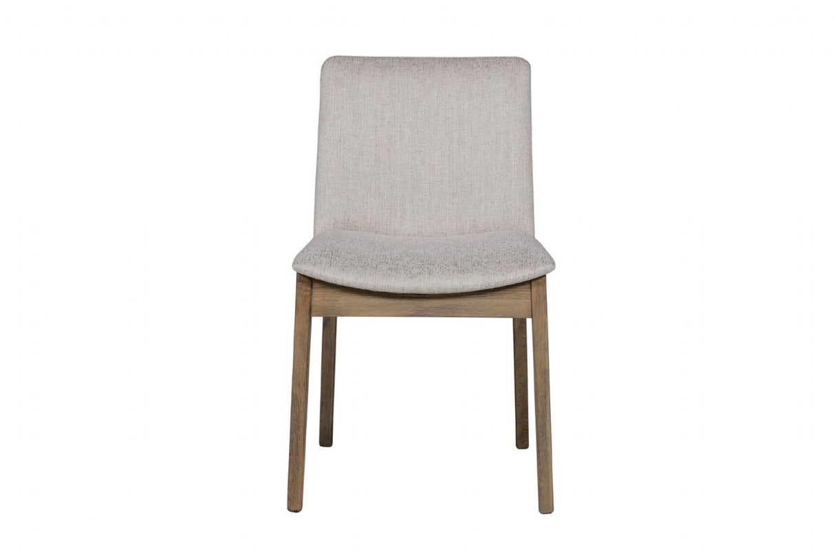 Natural Woven Fabric Dining Chair with Solid Oak Legs
