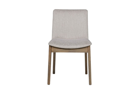 Natural Woven Fabric Dining Chair with Solid Oak Legs