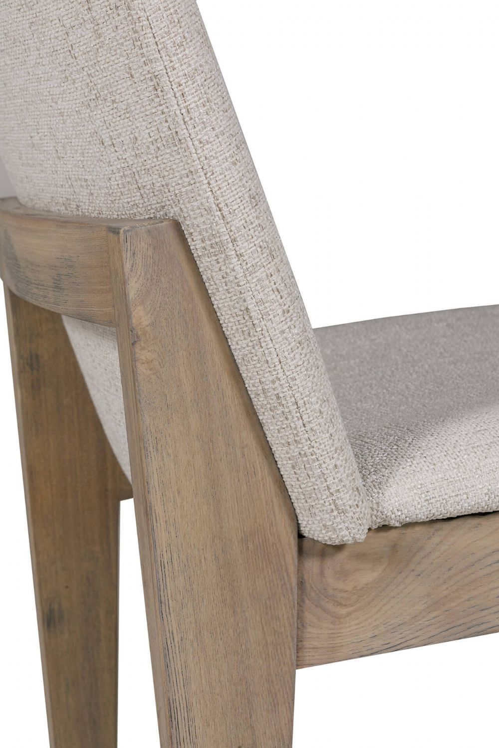Natural Woven Fabric Dining Chair with Solid Oak Legs