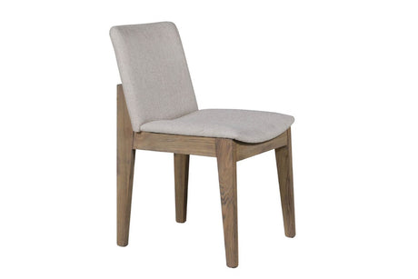 Natural Woven Fabric Dining Chair with Solid Oak Legs