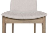 Natural Woven Fabric Dining Chair with Solid Oak Legs