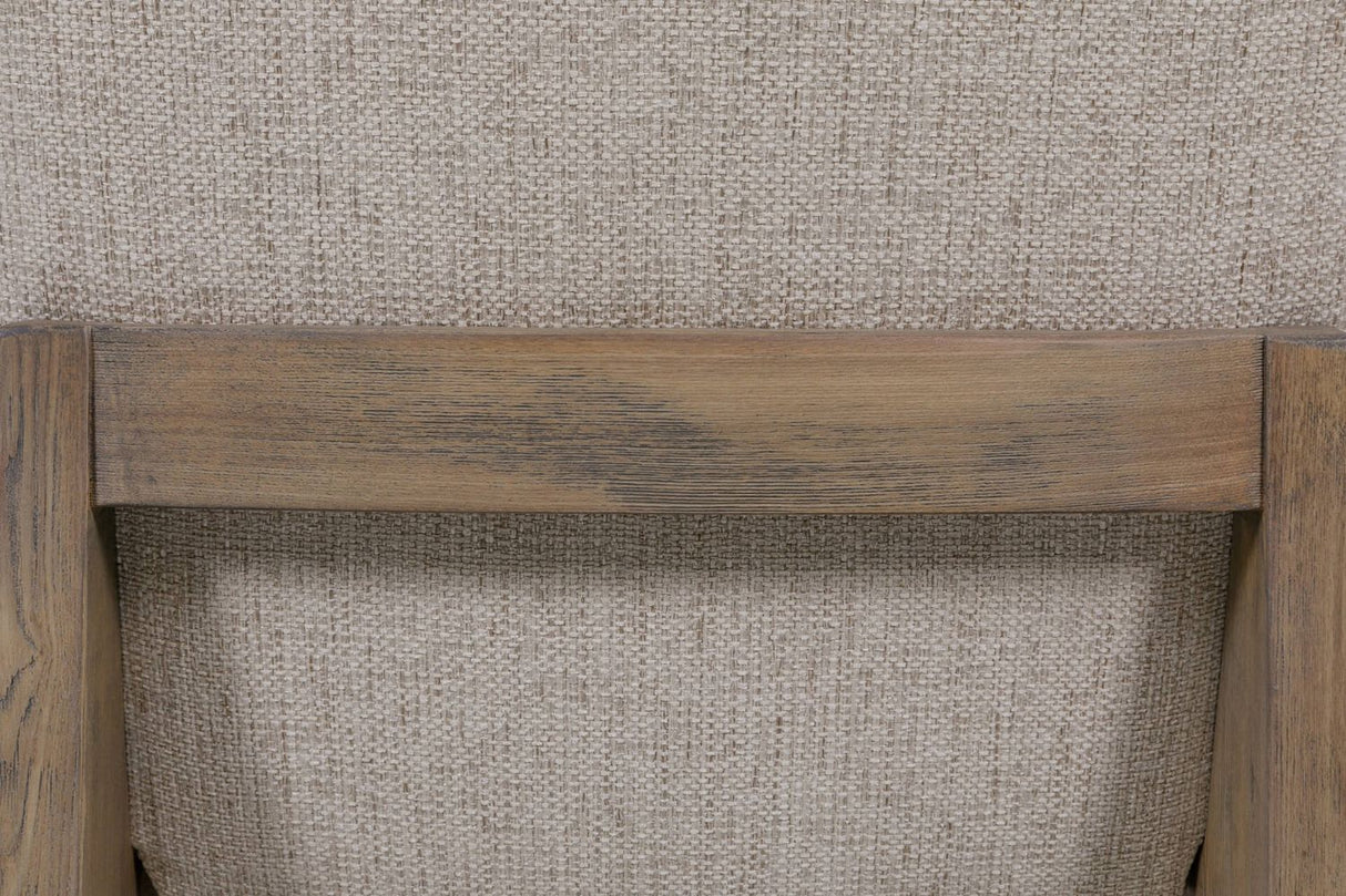 Natural Woven Fabric Dining Chair with Solid Oak Legs