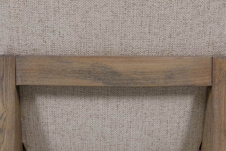 Natural Woven Fabric Dining Chair with Solid Oak Legs