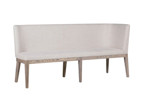 Natural Fabric Long Corner Dining Bench with Oak Legs