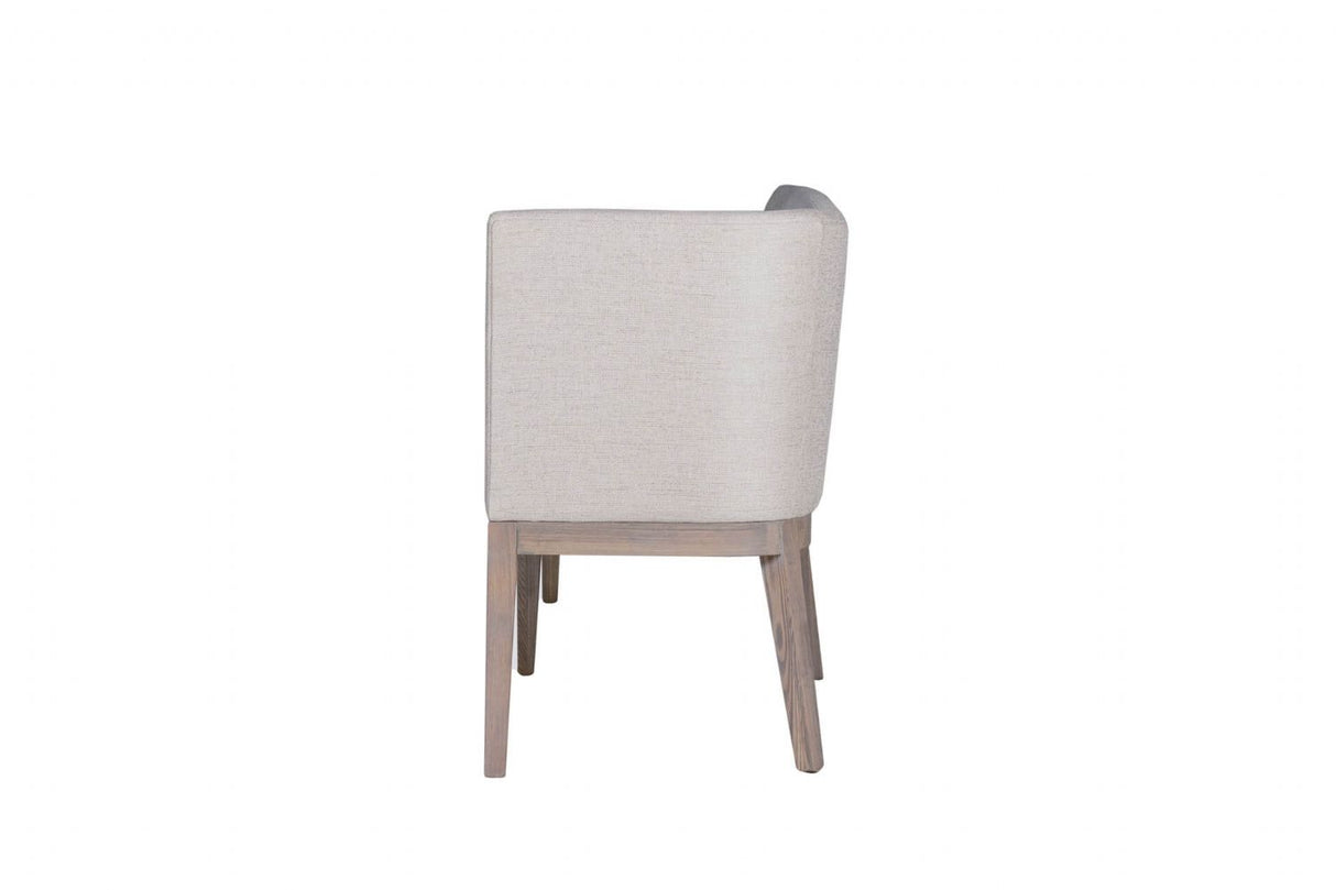 Natural Fabric Long Corner Dining Bench with Oak Legs