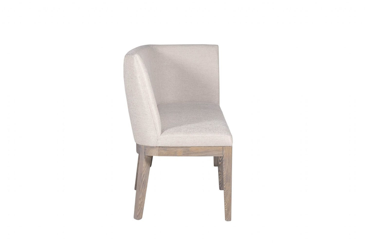 Natural Fabric Long Corner Dining Bench with Oak Legs
