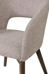 Latte Textured Fabric Dining Chair Dark Wood Legs