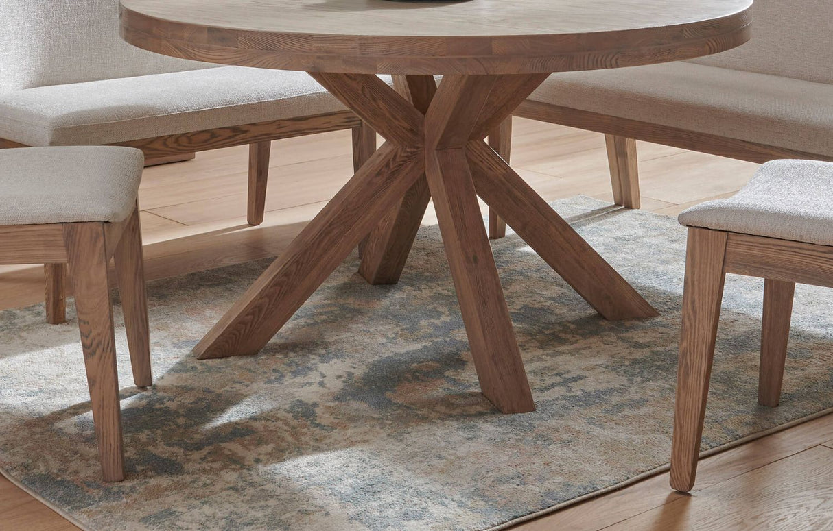Natural Smoked Oak Round Dining Table Cross Legs 137cm