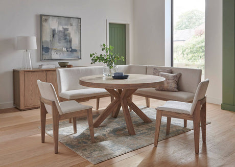 Natural Smoked Oak Round Dining Table Cross Legs 137cm