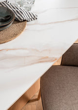 Marble Effect Sand Large Extending Dining Table 180 to 260cm