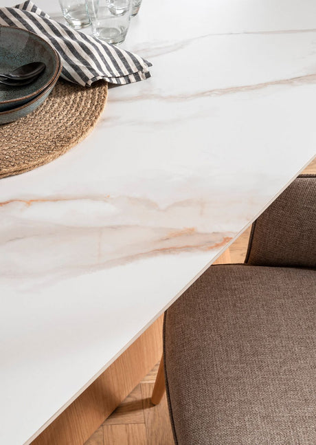 Marble Effect Sand Large Extending Dining Table 180 to 260cm