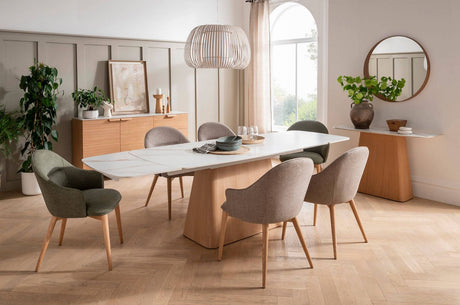 Marble Effect Sand Large Extending Dining Table 180 to 260cm