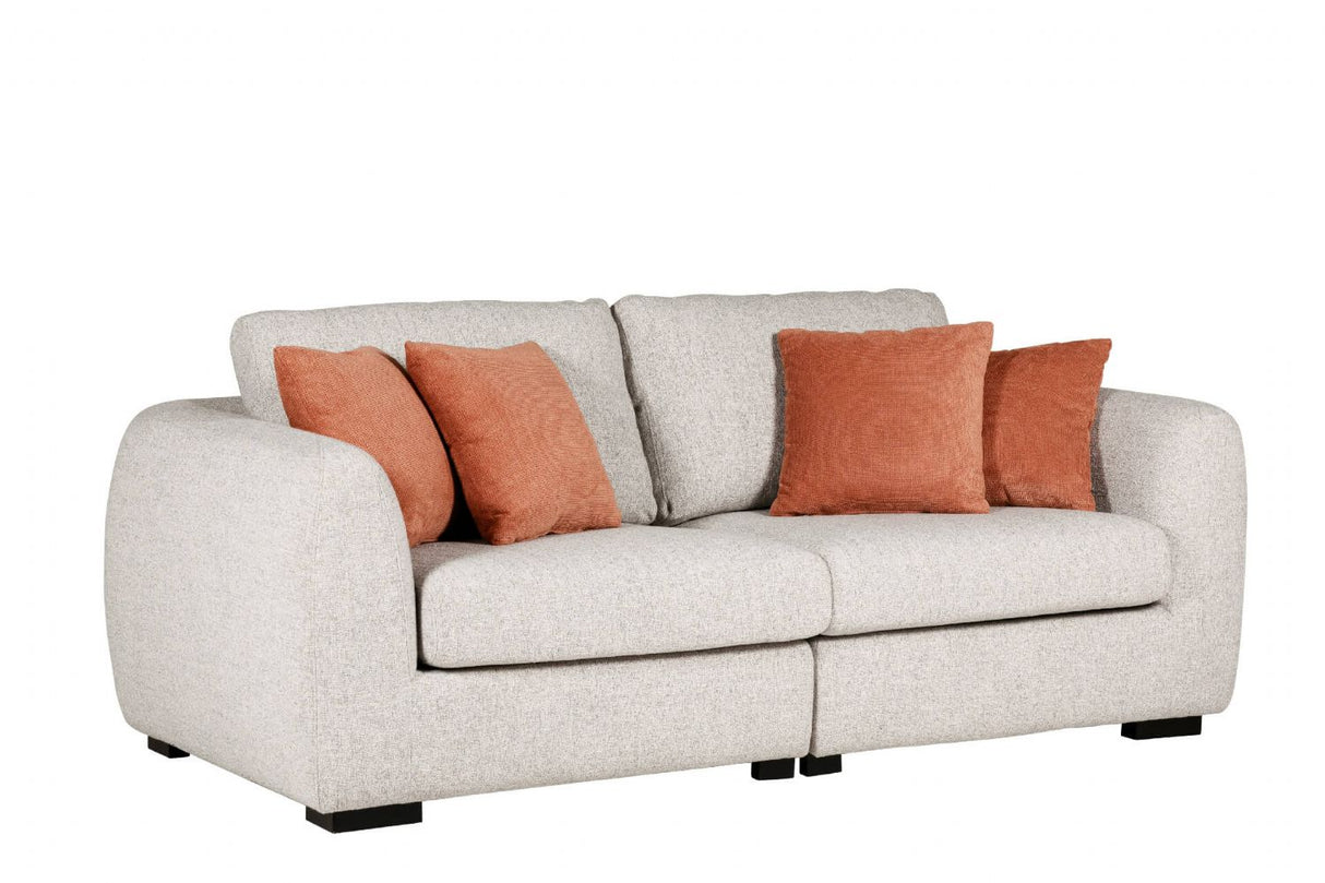 Natural Textured Fabric 4 Seater Standard Back Sofa