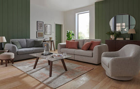 Natural Textured Fabric 4 Seater Standard Back Sofa