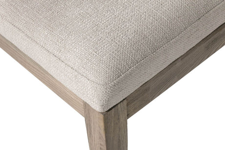 Natural Fabric Short Dining Bench Solid Oak Legs