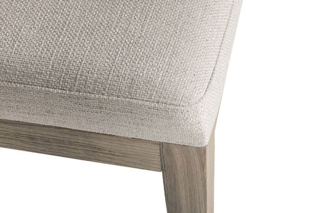 Natural Fabric Long Corner Dining Bench with Oak Legs