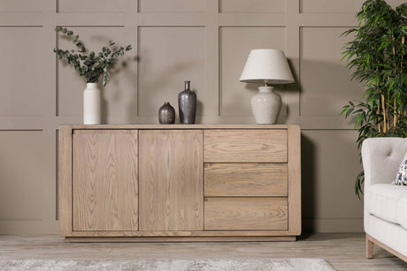 Smoked Oak Wide Sideboard with 2 Doors 3 Drawers