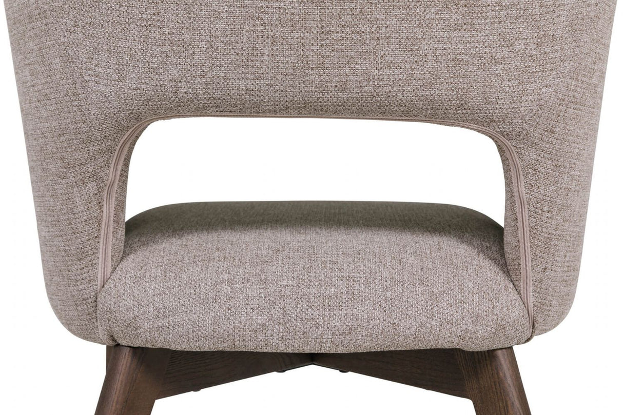 Latte Textured Fabric Dining Chair Dark Wood Legs
