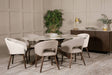 Large Walnut 180cm Rectangular Dining Table Stone Effect Top