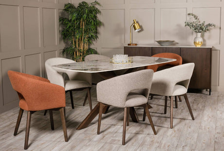 Rust Orange Fabric Dining Chair