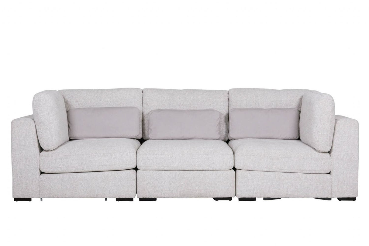 Light Grey Chenille Fabric Armless Sectional with Cushion