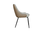 Biscuit Leather Effect and Fabric Dining Chair Metal Legs