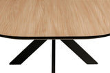 Large Oak Oval Dining Table Black Metal Cross Legs 200cm